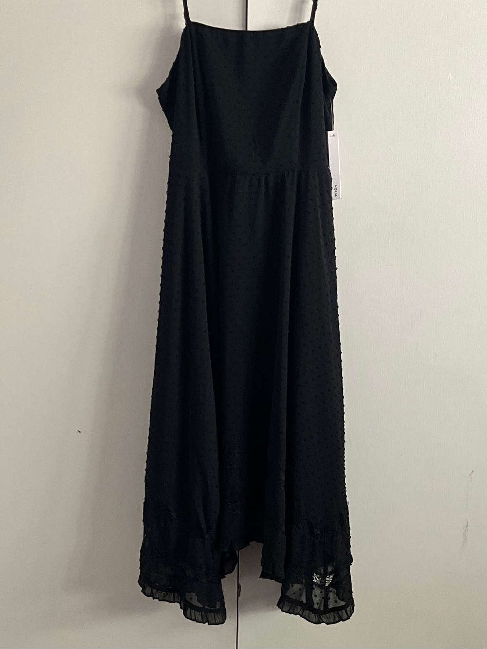 AQUA Black Spaghetti-Strap Formal Dress